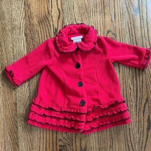 Jessica Ann Red Fleece Formal Pea Coat - 12 months!